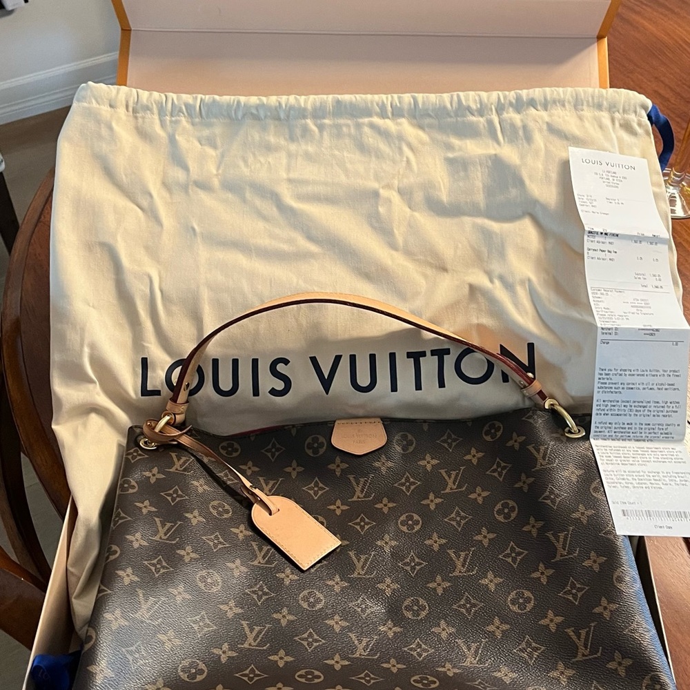 Louis Vuitton Monogram Canvas Shoulder Bag with Natural Vachetta and Red Trim - Picture 3 of 16